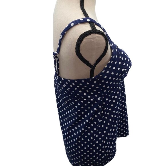 Lands’ End Size 12 Polkadot Swim Tankini Top Underwire - Picture 3 of 7
